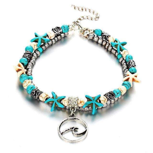 Ocean Starfish Beach Anklet - Silver Beach Jewelry Shop