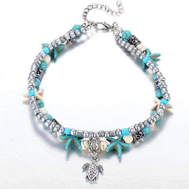 Ocean Starfish Beach Anklet - Silver Beach Jewelry Shop