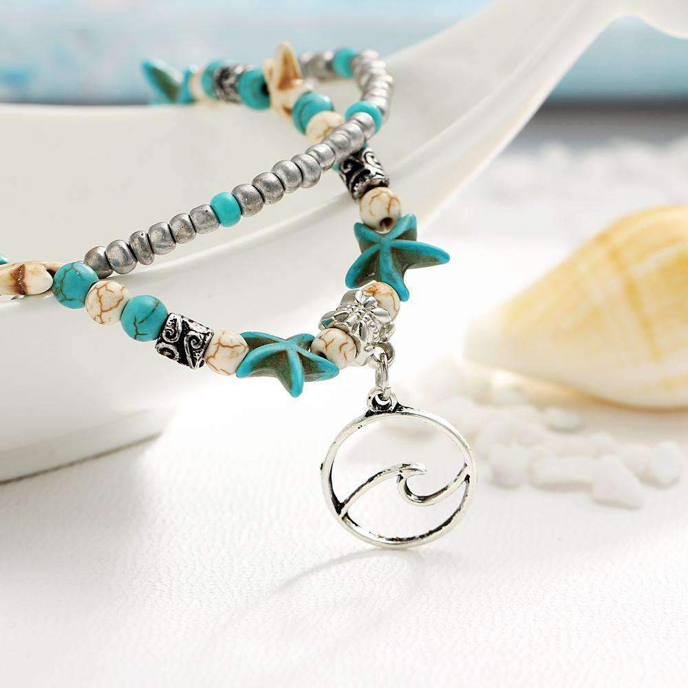Ocean Starfish Beach Anklet - Silver Beach Jewelry Shop