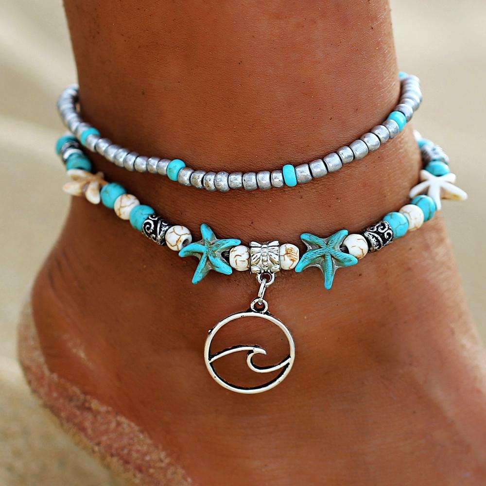 Ocean Starfish Beach Anklet - Silver Beach Jewelry Shop
