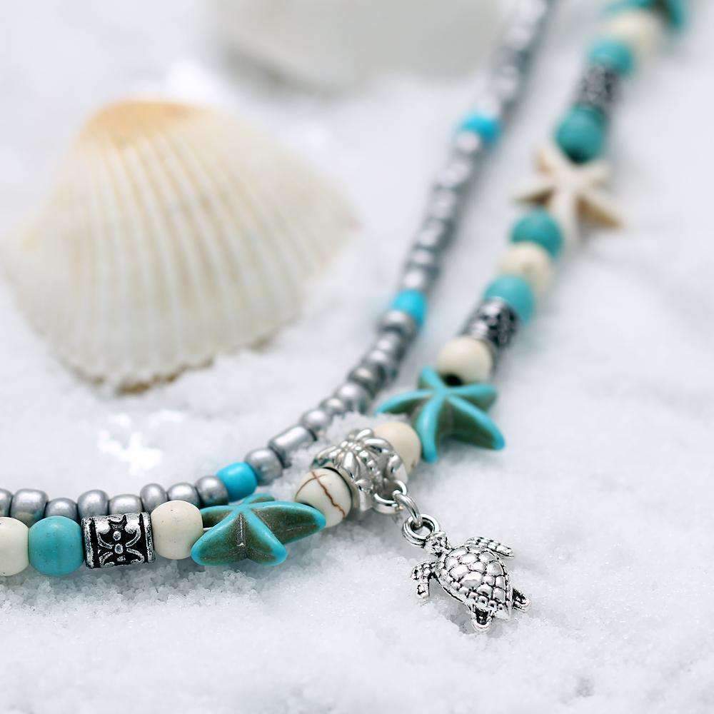 Ocean Starfish Beach Anklet - Silver Beach Jewelry Shop