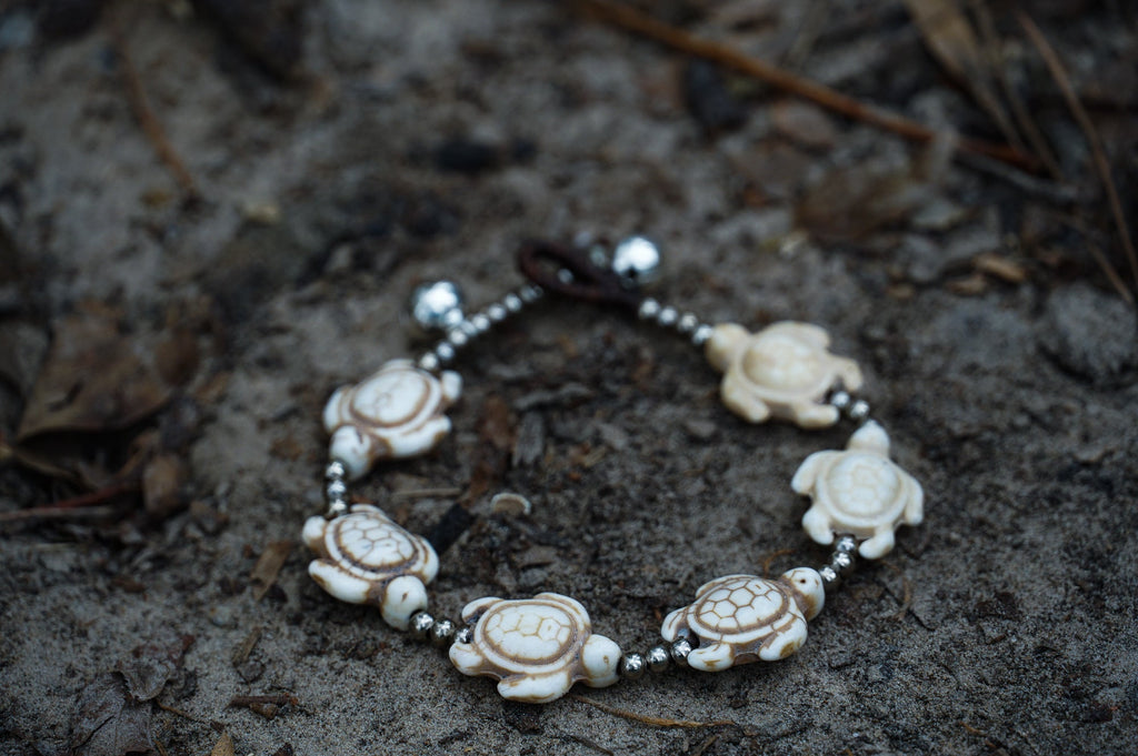 Silver Boho Sea Turtle Beach Bracelet - Silver Beach Jewelry Shop