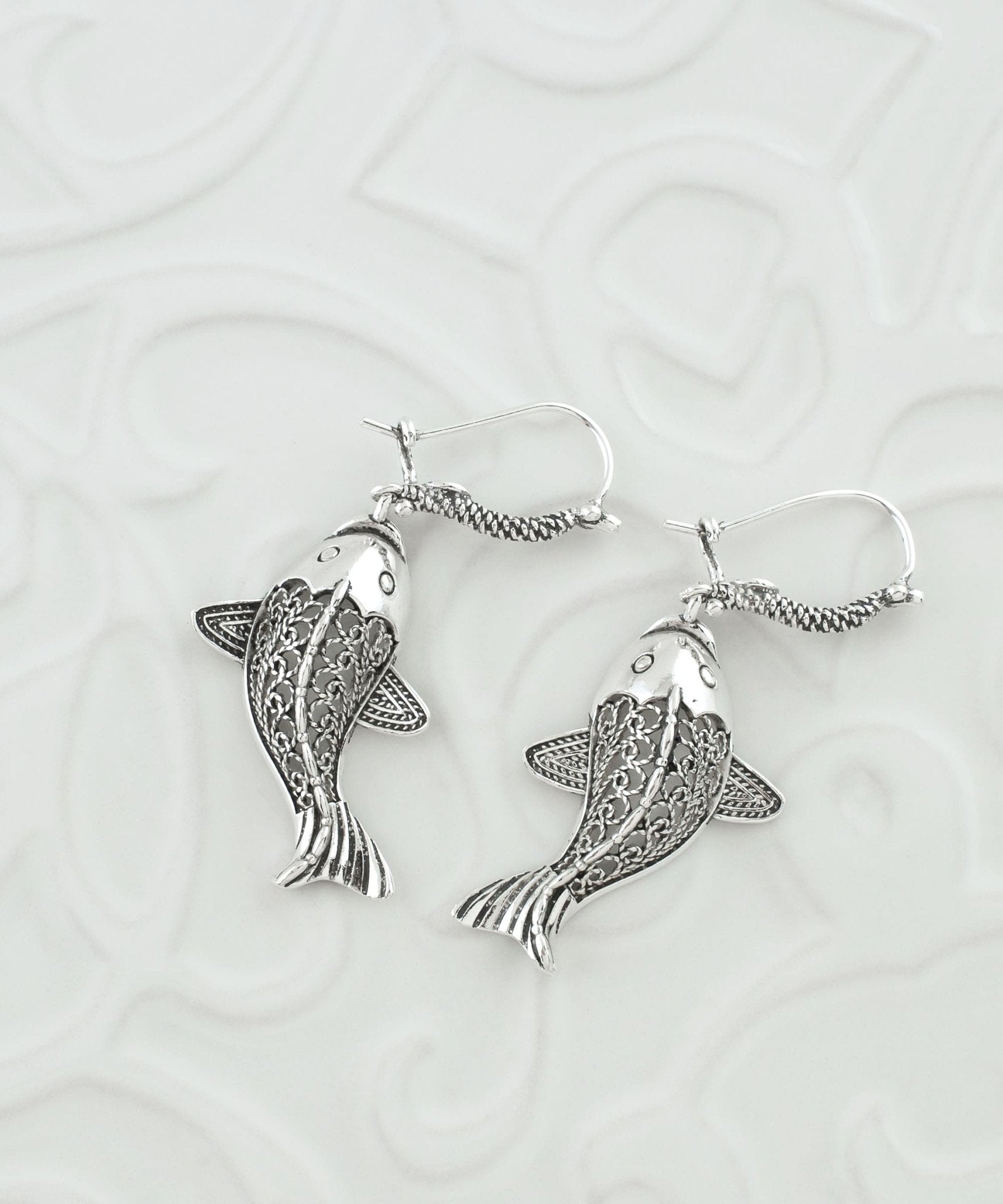 Silver Fish Dangle Beach Earrings - Silver Beach Jewelry Shop