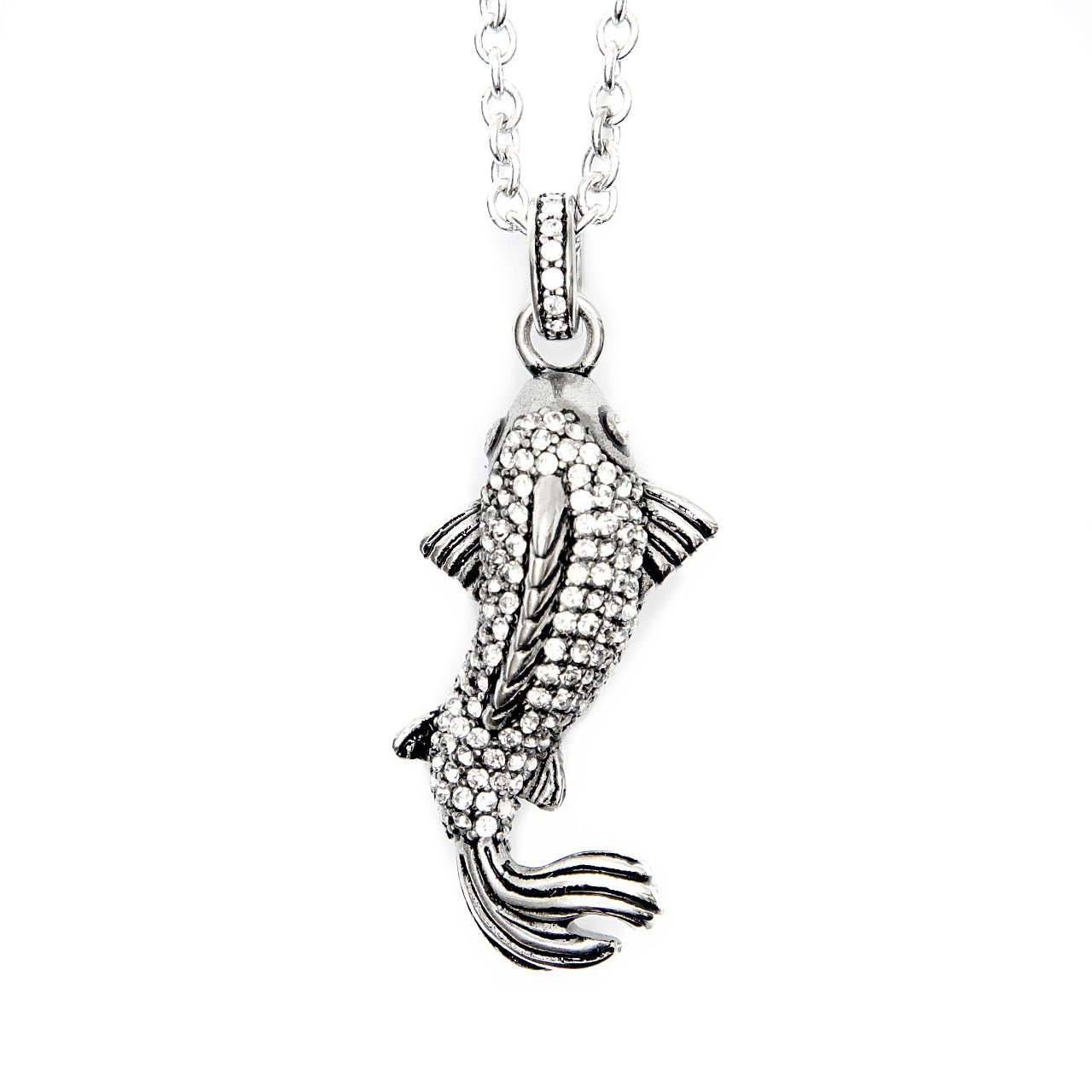 Silver Fish Pendant Beach Necklace - Silver Beach Jewelry Shop