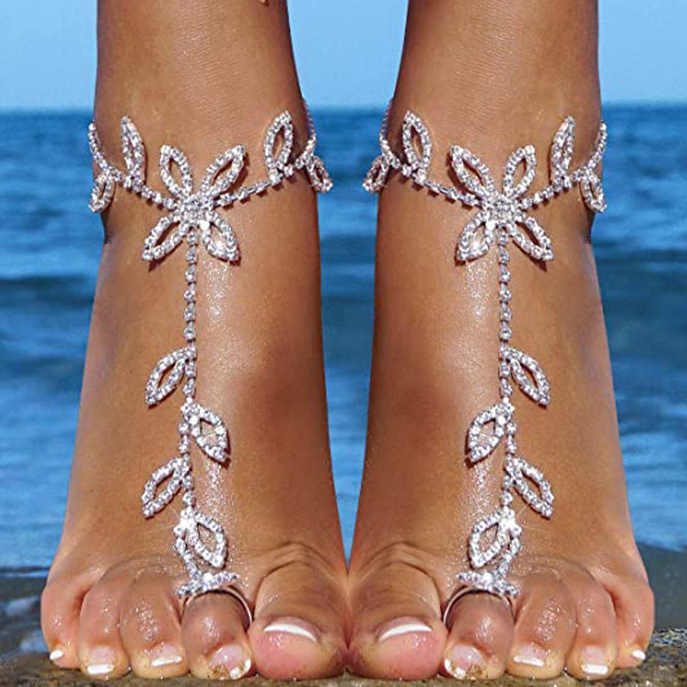 Silver Leaf Beach Anklet - Silver Beach Jewelry Shop