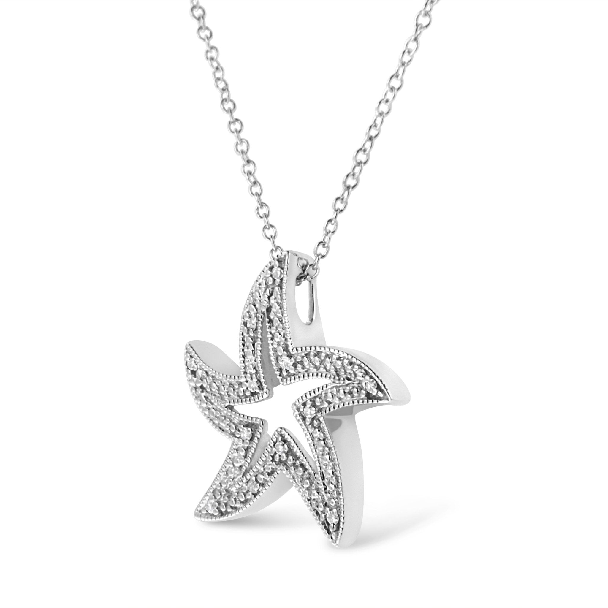 Silver Starfish Pendant Beach Necklace - Silver Beach Jewelry Shop