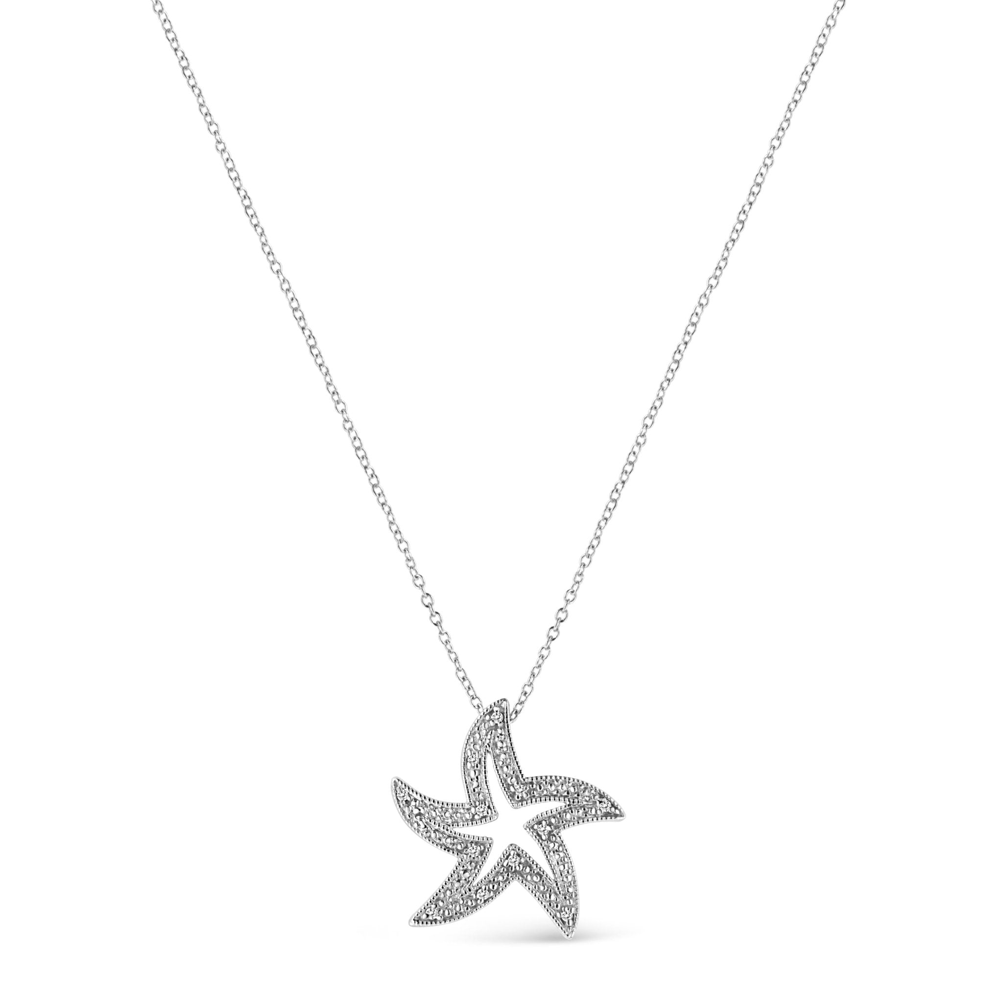 Silver Starfish Pendant Beach Necklace - Silver Beach Jewelry Shop