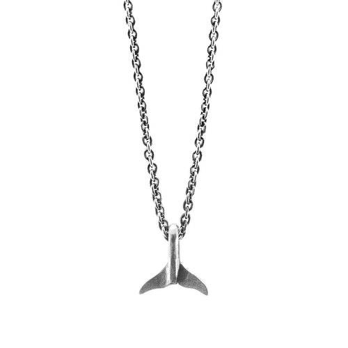 Silver Whale Tail Pendant Beach Necklace - Silver Beach Jewelry Shop