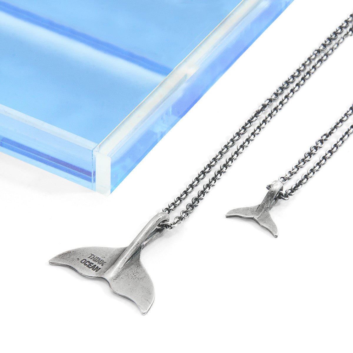 Silver Whale Tail Pendant Beach Necklace - Silver Beach Jewelry Shop
